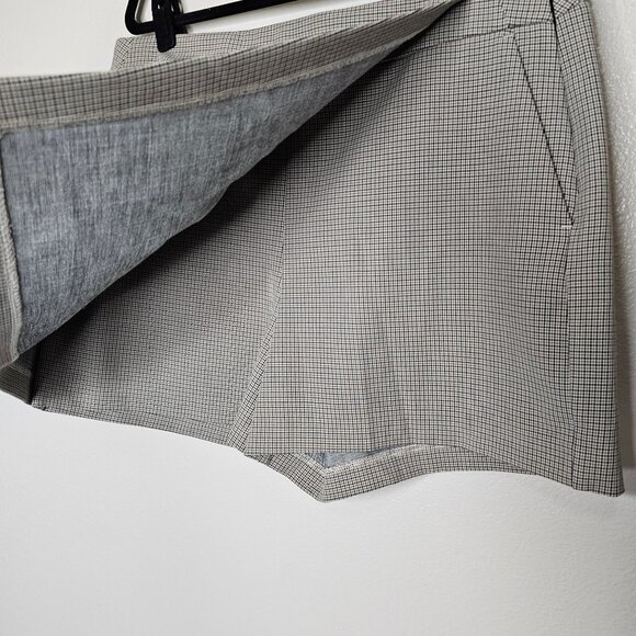 House Of Harlow 1960 Large Skort Brown Cream Plaid Shorts Pockets Mini Academia - Picture 2 of 6